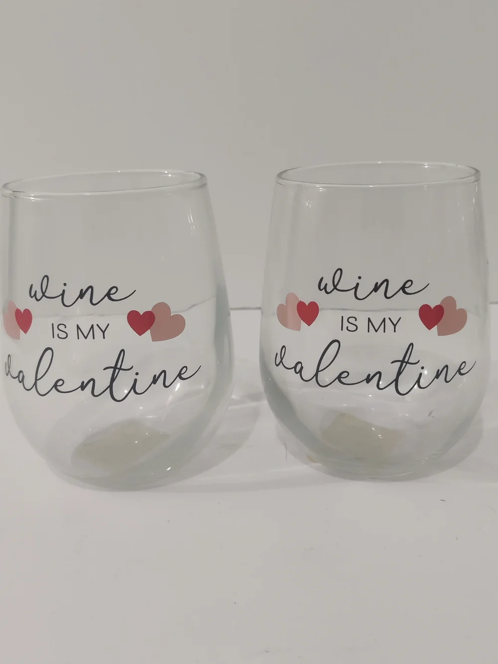 Two - 2 “Wine Is My Valentine”. 16.8oz Inspirational Seamless Beer/Wine Glasses
